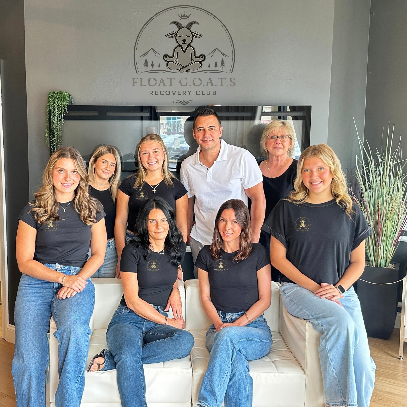 Float Goats Wellness Center employees in the reception area. 